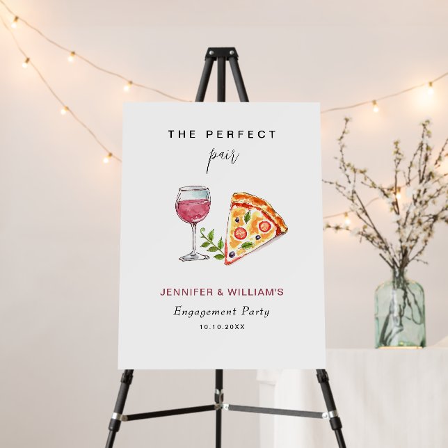 Wine & Pizza Engagement Party Welcome  Foam Board (In Situ (Stand))