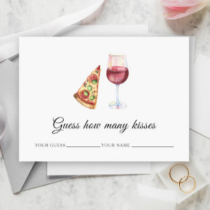 Wine & Pizza - How many kisses bridal game Enclosure Card