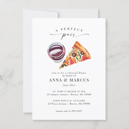 Wine & Pizza Perfect Pair Rehearsal Dinner Invitation - Wine & Pizza Perfect Pair Rehearsal Dinner Invitation