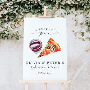 Wine & Pizza Perfect Pair Rehearsal Dinner Welcome Foam Board