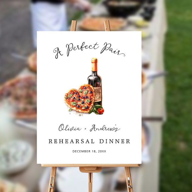 Wine & Pizza Perfect Pair Rehearsal Dinner Welcome Foam Board (Creator Uploaded)