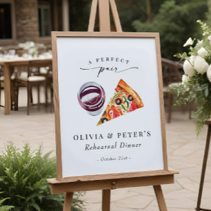 Wine & Pizza Perfect Pair Rehearsal Dinner Welcome Foam Board