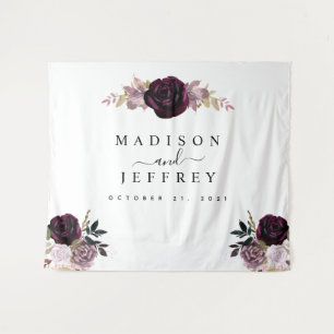 Wine Plum Mauve Fall Floral Wedding Backdrop
