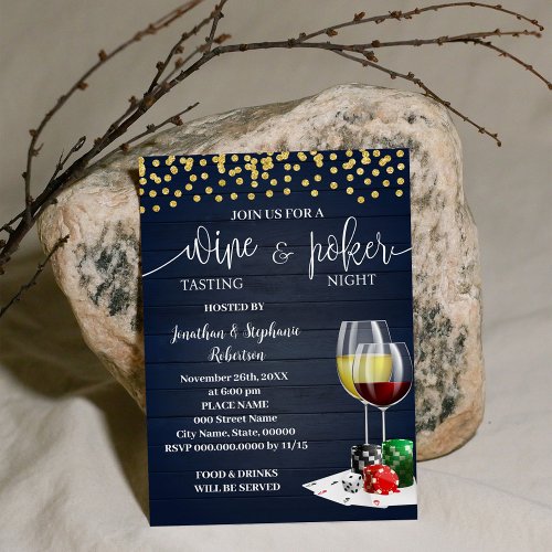 Wine  Poker Night Party Drinks Night Out Invitation