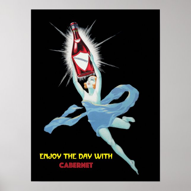 Wine Poster. Enjoy The Day With Cabernet. logo Poster (Front)