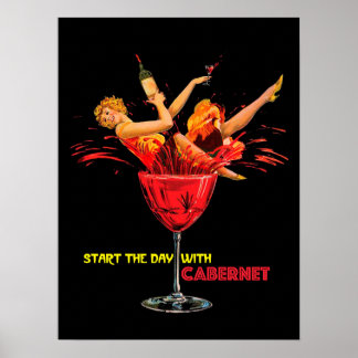 Wine Poster. Start The Day With Chardonnay.logo Poster