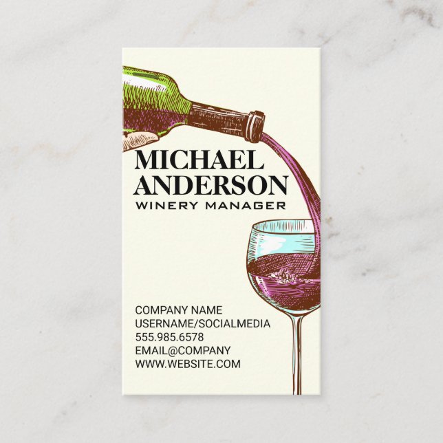 Wine Pour into Glass Business Card (Front)