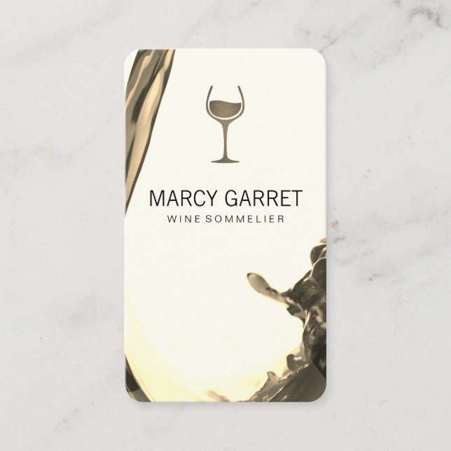 Wine Pour | Splash II Wine Glass Sepia Business Card (Front)