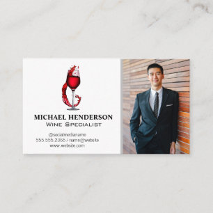 Wine Pour Splash Logo Customer Photo Business Card
