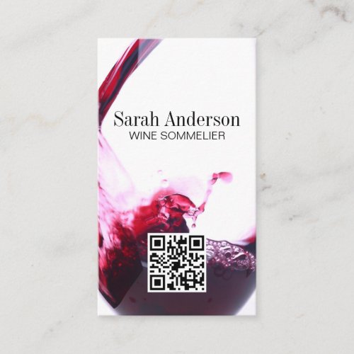 Wine Pour  Splash  QR Scan Code Business Card