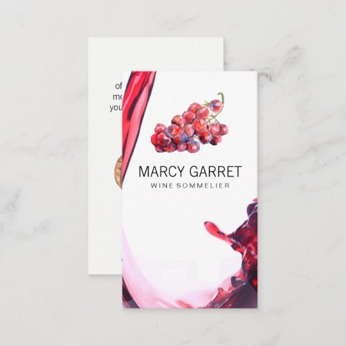 Wine Pour  Splash  Wine Grapes and Barrel Business Card
