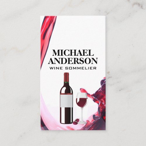 Wine Pour  Wine Bottle and Glass Business Card