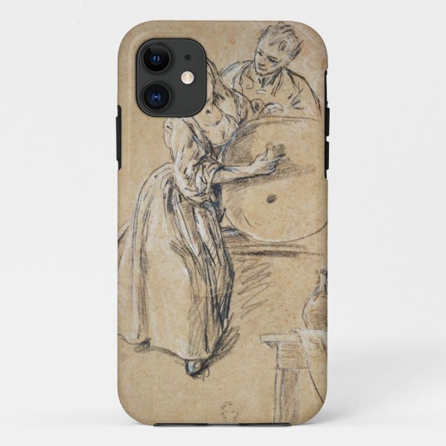 Wine-pourer with a Young Man (chalk) card Case-Mate iPhone Case (Back)