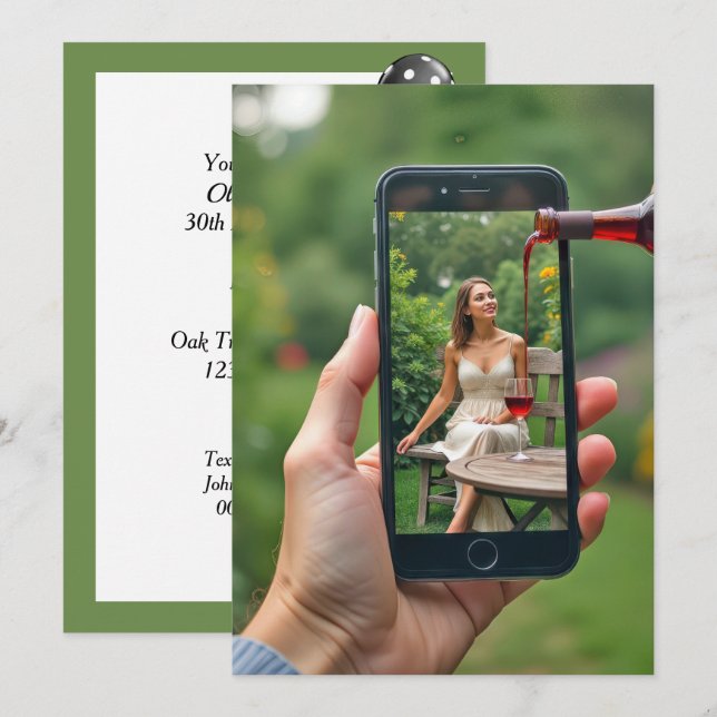 Wine Pouring 30th Birthday Party Invitation (Front/Back)