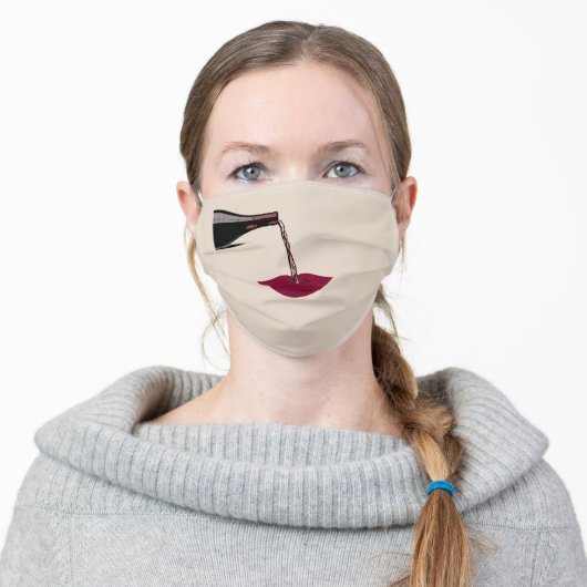 Wine pouring into mouth Cloth Face Mask (Worn)