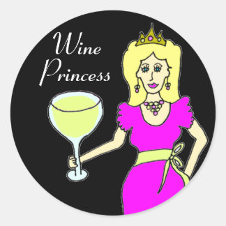 Wine Princess Dark Classic Round Sticker