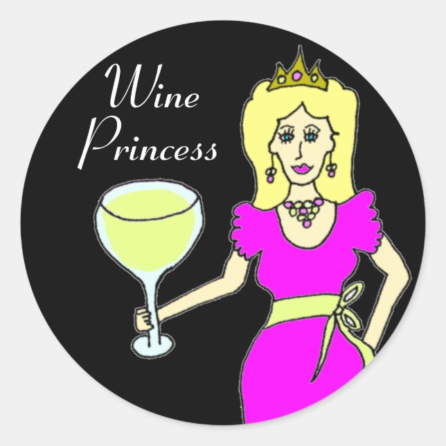 Wine Princess Dark Classic Round Sticker (Front)