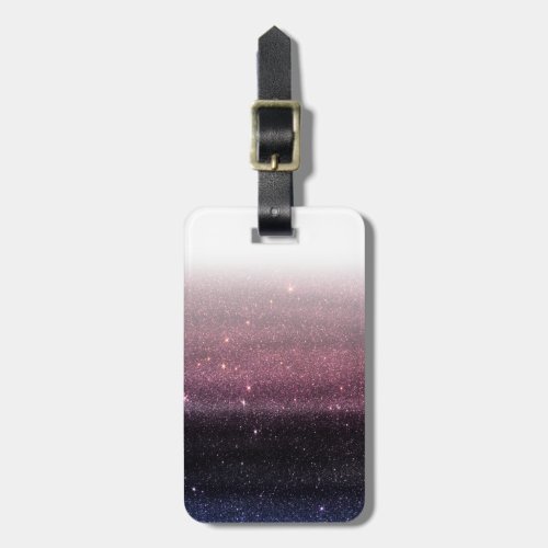 Wine Purple and Navy Blue Faux Glitter Gradient Luggage Tag