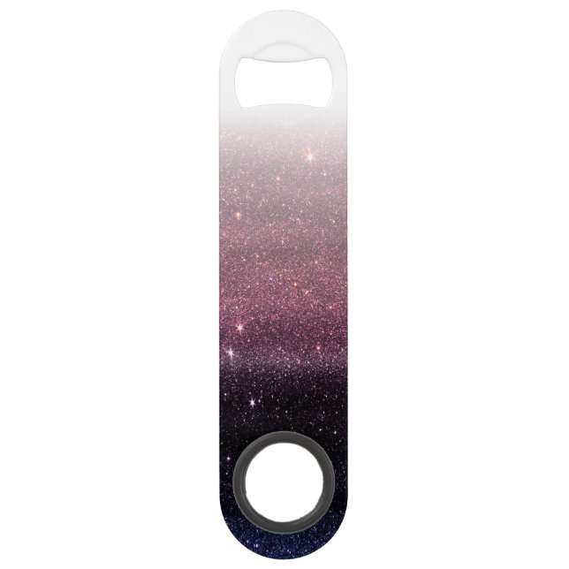 Wine Purple and Navy Blue Faux Glitter Gradient Speed Bottle Opener (Front)