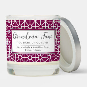 Wine Purple and White Pattern Personalized Scented Candle