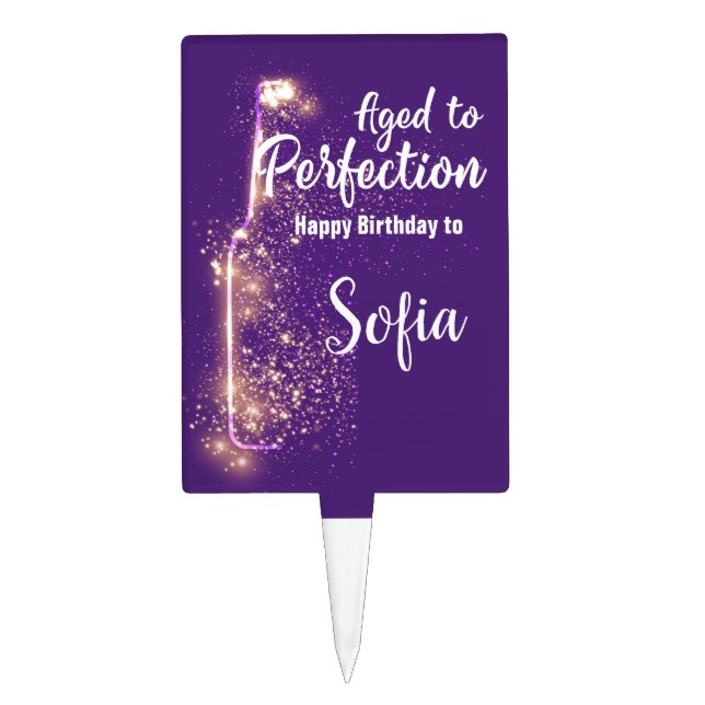 wine, purple, glitter  Cakepick (Front)