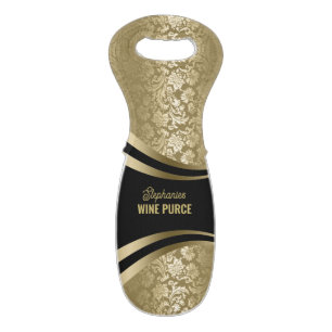 Wine Purse Gold & Black Dynamic Geometric Design  Bag