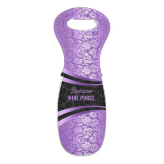 Wine Purse Purple & Black Geometric Design  Wine Bag