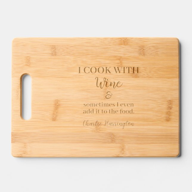 Wine Quote custom name Engraved Cutting Board (Front)