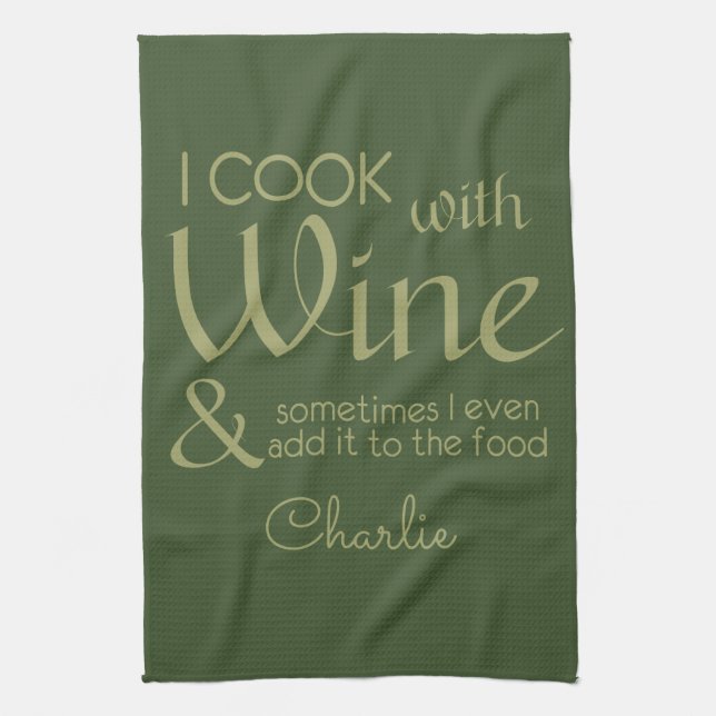 Wine Quote custom name kitchen towel (Vertical)