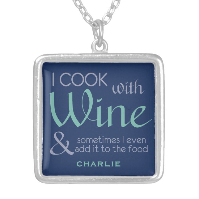 Wine Quote custom name necklace (Front)