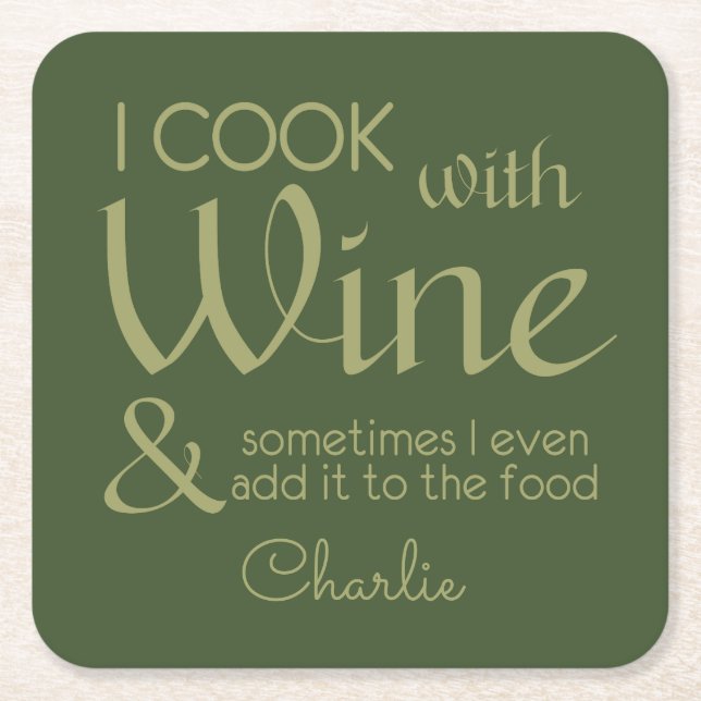 Wine Quote custom name paper coasters (Front)