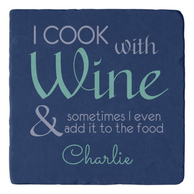 Wine Quote custom name stone trivets (Front)