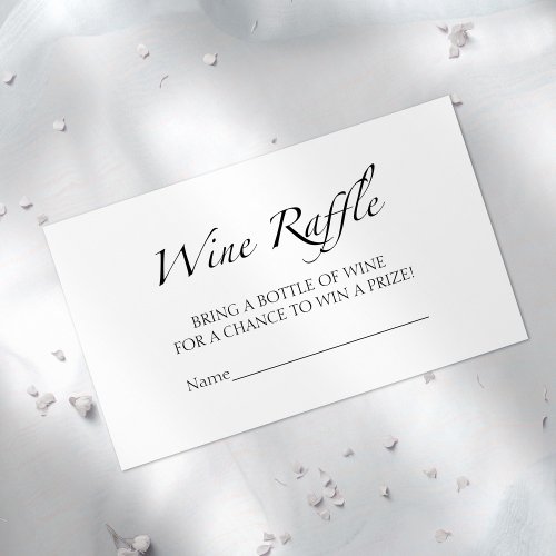 Wine Raffle Game  Black  White Bridal Shower Enclosure Card