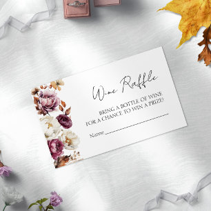 Wine Raffle Game Burgundy Fall Bridal Shower Enclosure Card