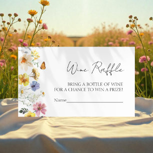 Wine Raffle Game Wildflower Boho Bridal Shower Enclosure Card