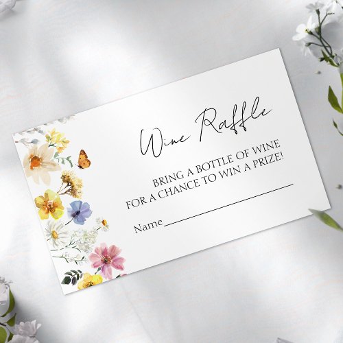 Wine Raffle Game  Wildflower Boho Bridal Shower Enclosure Card