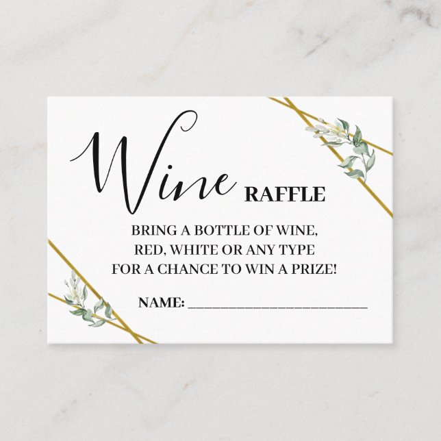 Wine raffle ticket bilingual bridal shower card (Front)