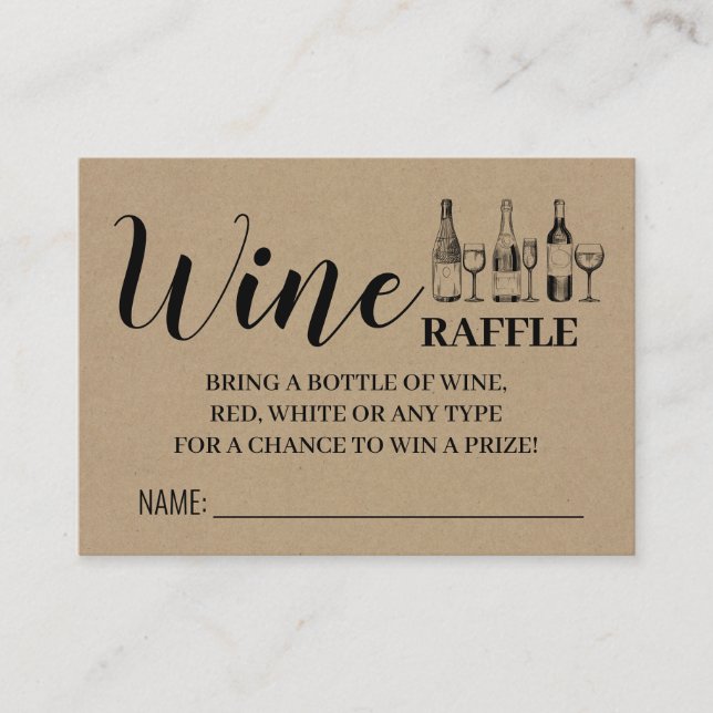 Wine Raffle Ticket Couples Shower Rustic Card (Front)