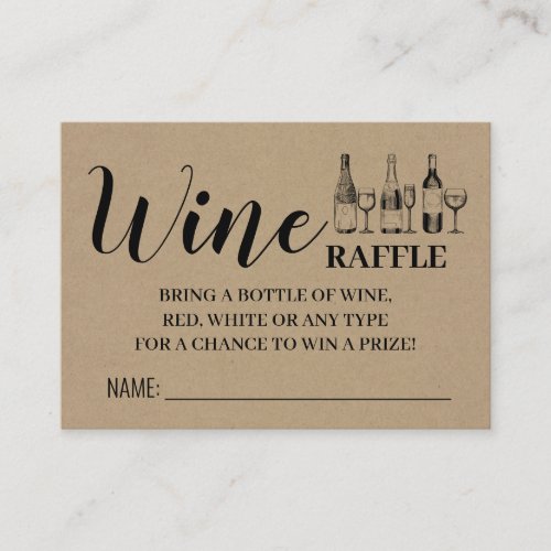 Wine Raffle Ticket Couples Shower Rustic Card