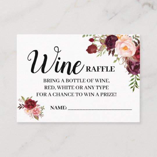 Wine raffle ticket english spanish shower card | Zazzle.com