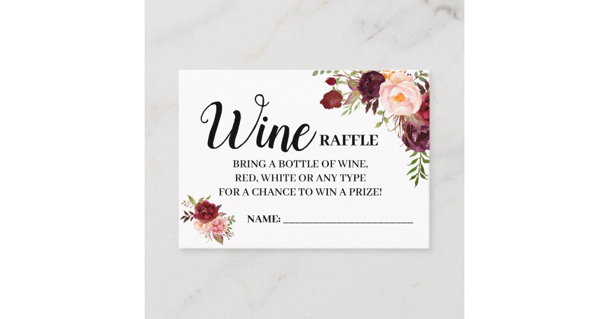 Wine raffle ticket english spanish shower card | Zazzle