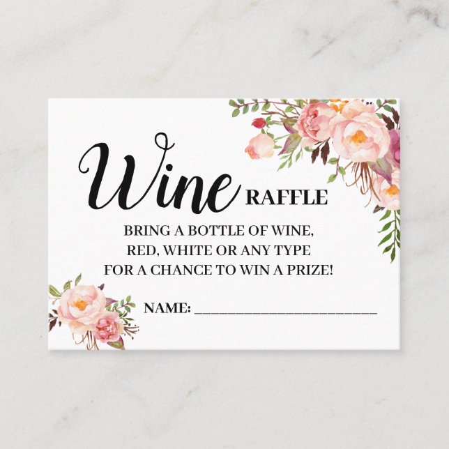 Wine raffle ticket english spanish shower card (Front)