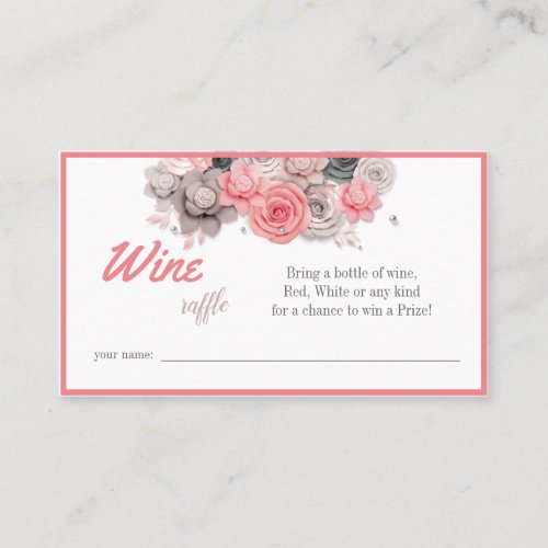 Wine Raffle Wedding Bridal Shower Card