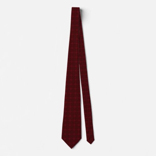 Wine Red and Black Geometric Patterned Tie