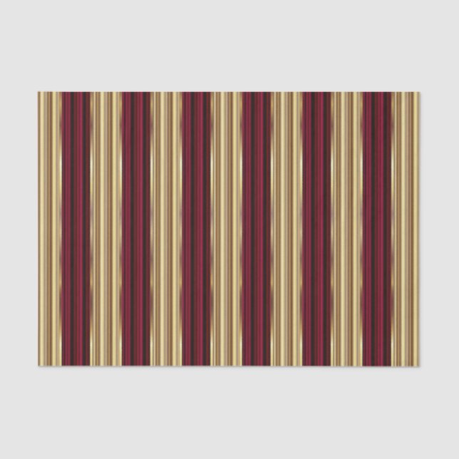 Wine Red and Gold Large Stripes Tissue Paper (Front)