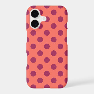 Wine red and living coral polka dots iPhone 17 case