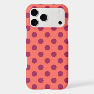 Wine red and living coral polka dots iPhone 17 pro max case