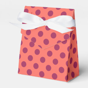 Wine red and living coral polka dots favor boxes
