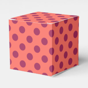 Wine red and living coral polka dots favor boxes