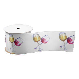 Wine Red and White Glasses Winery Tasting Satin Ribbon